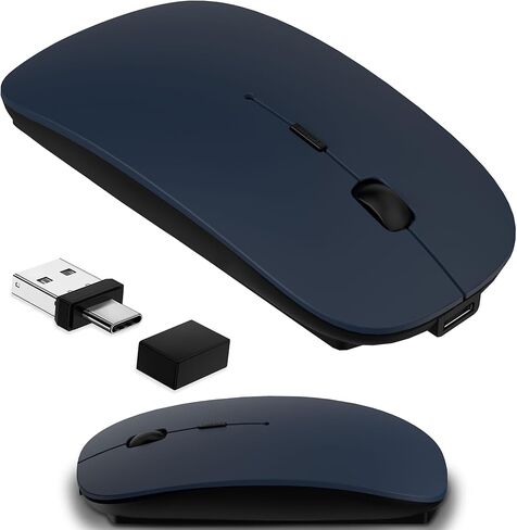 Wireless Mouse for MacBook & iPad, Bluetooth 5.2/3.0 & 2.4G USB-C/USB-A, Rechargeable Silent Slim Mouse with Multi-Device Switching & Activity Mode to Prevent Screen Lock - Gray in Saudi Arabia