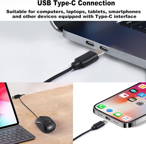 ميني ماوس USB C سلكي من النوع C ماوس سلكي بصري التوصيل والتشغيل قابل للسحب 2.3 قدم/70 سم كابل 1000D-PI صغير هادئ انقر الفئران للسفر الملائم لأجهزة Mac وأجهزة الكمبيوتر المحمولة وأجهزة الكمبيوتر المحمولة وأجهزة الكمبيوتر المكتبية والأعمال in Kuwait
