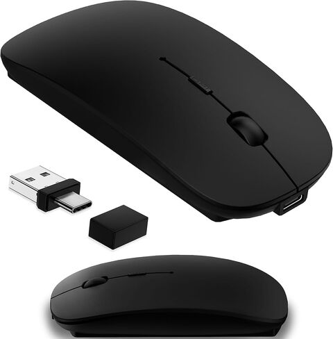 Wireless Mouse for MacBook & iPad, Bluetooth 5.2/3.0 & 2.4G USB-C/USB-A, Rechargeable Silent Slim Mouse with Multi-Device Switching & Activity Mode to Prevent Screen Lock - Gray in Saudi Arabia