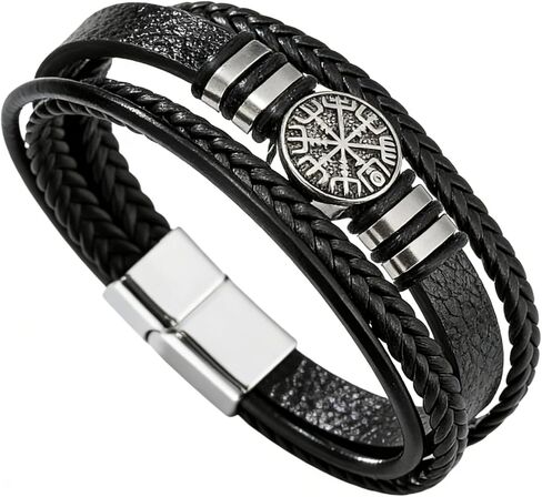 Dreamtimes Viking Vegvisir Pirate Compass Bracelets for Men Norse Symbol Bracelets the Viking Runic Compass Norse Bracelets Scandinavian Viking Jewelry in Saudi Arabia