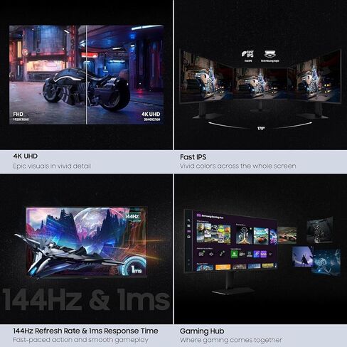 Samsung 27" Odyssey 4K UHD Gaming Monitor | 144Hz 1ms, Fast IPS | G-Sync Compatible, FreeSync Premium | HDR400 Colors | Black Equalizer, Adjustable Stand (27-inch) in Kuwait