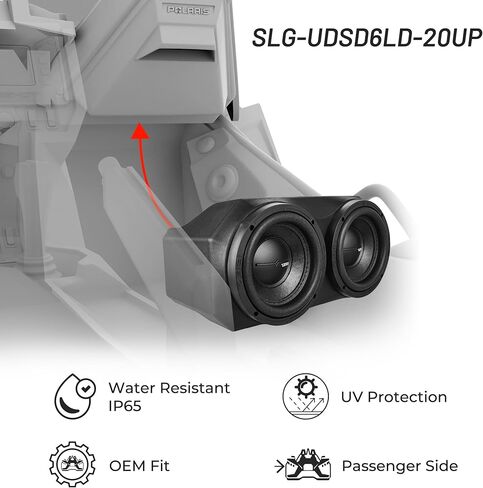 DS18 SLG-UDSD6LD-20UP Polaris Slingshot Under Dash Enclosure with Subwoofers - 2 x 6.5 Subwoofer 600W RMS 1200W Max Power - Loaded Speaker Bass Box for Slingshots 2020+ in Kuwait