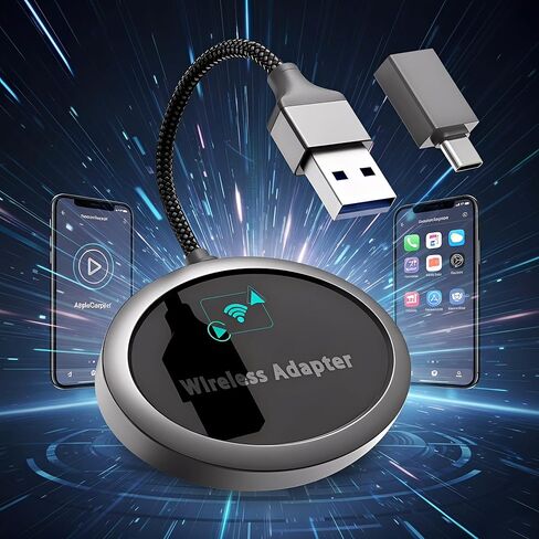 محول CarPlay لاسلكي 2 في 1 2026 لأجهزة Apple iPhone وAndroid Auto، محول توصيل وتشغيل CarPlay Dongle، اتصال تلقائي سريع، تصميم مدمج، اتصال سريع ومستقر مع منفذ USB/USB-C (رمادي) in Kuwait