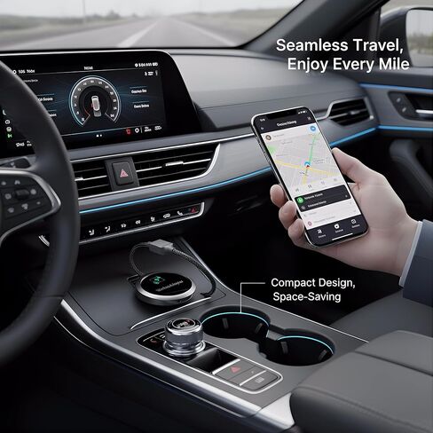 محول CarPlay لاسلكي 2 في 1 2026 لأجهزة Apple iPhone وAndroid Auto، محول توصيل وتشغيل CarPlay Dongle، اتصال تلقائي سريع، تصميم مدمج، اتصال سريع ومستقر مع منفذ USB/USB-C (رمادي) in Kuwait