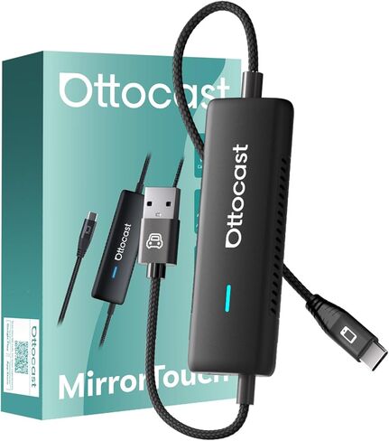 محول CarPlay اللاسلكي من OTTOCAST Mirror Touch - انعكاس الهاتف ثنائي الاتجاه ووضع مزدوج لتشغيل CarPlay السلكي في المصنع - تكامل سلس مع iPhone وAndroid in Kuwait