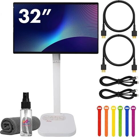 LG Swing 32U889SA-W 32" 4K UHD (3840×2160) IPS Multi-Touch Smart Monitor Bundle | HDR10, webOS, Built-in Speakers, HDMI & USB-C Connectivity, Adjustable Wheeled Stand + HDMI Cable + Cable Ties + More in Kuwait