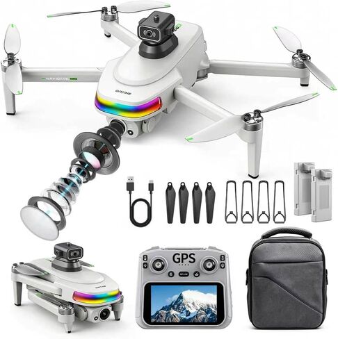 GPS Drone With 4k Camera For Adults, 5.5"Hd Touchscreen Remote,Brushless Motor,50 Mins Flight, Follow Me Drone,Auto Return,Long Range Transmission, Ai Track&Orbit Mode,Hobby Rc Quadcopters & Multirotors ,Under 260g in Kuwait
