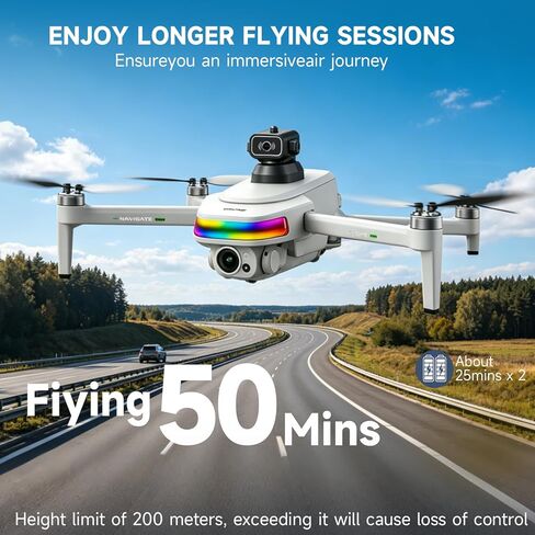 GPS Drone With 4k Camera For Adults, 5.5"Hd Touchscreen Remote,Brushless Motor,50 Mins Flight, Follow Me Drone,Auto Return,Long Range Transmission, Ai Track&Orbit Mode,Hobby Rc Quadcopters & Multirotors ,Under 260g in Kuwait