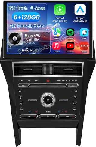 ستيريو راديو السيارة 13.1 بوصة 8 كور 6+128 جيجابايت لسيارة Ford Explorer 2011-2019، التوصيل والتشغيل وحدة رأس Android 13 مع CarPlay/Android Auto/شاشة لمس 2K/4G LTE/5 جيجا هرتز واي فاي in Kuwait