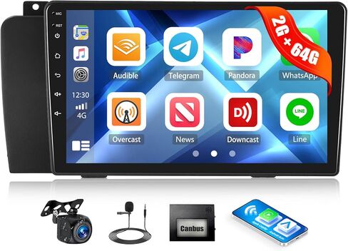 ستيريو سيارة أندرويد 2 جيجابايت + 64 جيجابايت لسيارة فولفو XC70/V70/S60 2004-2007 مع Carplay Android Auto، راديو سيارة بشاشة لمس 9 بوصة 2.5D مع بلوتوث GPS واي فاي FM RDS راديو SWC EQ كاميرا احتياطية in Kuwait