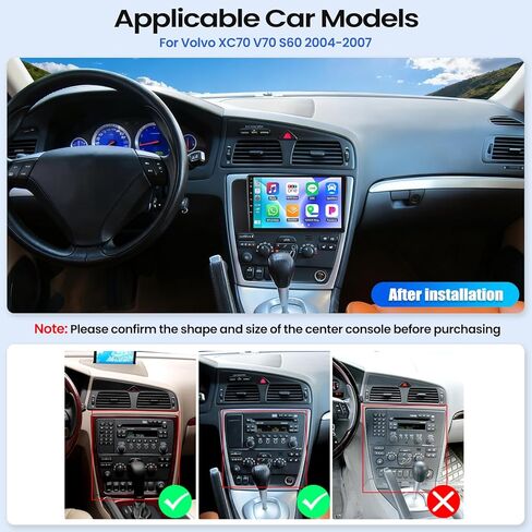 ستيريو سيارة أندرويد 2 جيجابايت + 64 جيجابايت لسيارة فولفو XC70/V70/S60 2004-2007 مع Carplay Android Auto، راديو سيارة بشاشة لمس 9 بوصة 2.5D مع بلوتوث GPS واي فاي FM RDS راديو SWC EQ كاميرا احتياطية in Kuwait