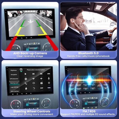 8 Core Android 14 Car Radio for GMC Sierra Yukon 2007-2014 Chevrolet Silverado Buick, 4+64GB 8" IPS HD Touchscreen Radio with Wireless Carplay/Android Auto/WiFi/FM/SWC/GPS/Bluetooth/Backup Camera/Mic in Kuwait