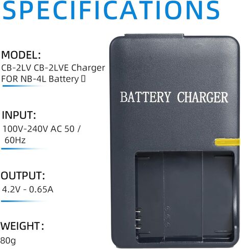 شاحن بطارية NB-4L متوافق مع بطارية Canon CB-2LV CB-2LVE لكاميرا PowerShot SD200 SD300 SD400 SD430 SD600 SD630 SD750 SD780 هو SD940 هو SD960 هو SD1000 SD1100 هو الكاميرا in Kuwait