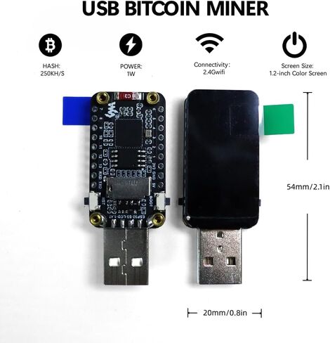 New Bitcoins Miner USB V1, BTC Lottery Miner with 1.2" Colorful HD Screen, 250KH/S Desktop Solo Lucky Miner Bitcoin Mining Machine for Educational Home Use in Kuwait