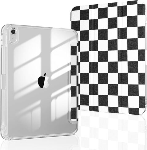 Slim Case for iPad (A16) 11th Generation 11 Inch (2025), iPad 10th Generation 10.9 Inch (2022) with Pencil Holder, Shockproof Clear Hard Back Cover for Women Girls, HOT Pink Checkered in Kuwait