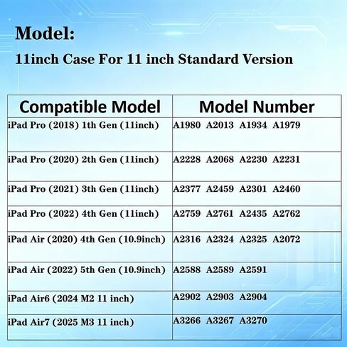 حافظة iPad Pro مقاس 11 بوصة، حافظة شحن لاسلكية مغناطيسية لجهاز iPad Pro 11 (الأول/الثاني/الثالث/الرابع) وiPad Air 11 (M2/M3) وiPad Air 10.9 (الرابع/الخامس)، تدعم Apple Pencil 2 in Kuwait