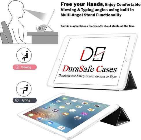 حافظات DuraSafe لجهاز iPad PRO 11 بوصة 2 [ Pro 11 2nd 2020 ] الجيل MY232LL/A MXDC2LL/A MXDE2LL/A MXDG2LL/A MY252LL/A MXDD2LL/A يتميز بحامل خفيف الوزن قابل للتعديل يتميز بتصميم أنيق - أسود in Kuwait
