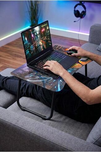 طاولة كمبيوتر محمول قابلة للطي من Mermerit مقاس 60 × 40 بوصة، مكتب محمول بطابع الألعاب - Gamer in Kuwait