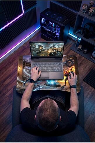 طاولة كمبيوتر محمول قابلة للطي من Mermerit مقاس 60 × 40 بوصة، مكتب محمول بطابع الألعاب - Gamer in Kuwait