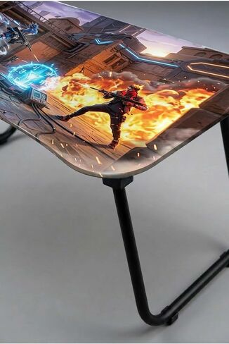 طاولة كمبيوتر محمول قابلة للطي من Mermerit مقاس 60 × 40 بوصة، مكتب محمول بطابع الألعاب - Gamer in Kuwait
