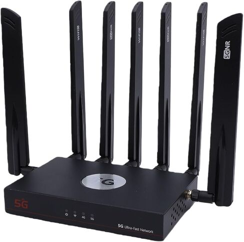 POCREATION 5G WiFi 6 Router جهاز توجيه خلوي شبكي ثنائي النطاق مع فتحات SIM مزدوجة 7 هوائيات عالية الكسب لبث 4K أكثر من 100 جهاز بتغطية 2000 قدم مربع (قابس الولايات المتحدة) in Kuwait