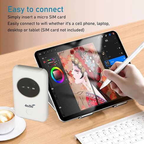 EBTOOLS 4G Mobile WiFi Hotspot، جهاز توجيه LTE محمول مع بطارية 3200 مللي أمبير في الساعة، فتحة بطاقة SIM صغيرة، سرعة 150 ميجابت في الثانية، لأجهزة الكمبيوتر المحمول والهاتف والكمبيوتر اللوحي والسفر في أوروبا وآسيا وأفريقيا والشرق الأوسط in Kuwait