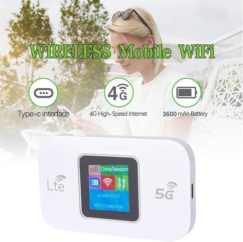 نقطة اتصال متنقلة 5G، نقطة اتصال واي فاي محمولة عالية السرعة 300 ميجا بت في الثانية مع نطاقات 5G LTE للسفر في الهواء الطلق والمكتب المنزلي، تربط ما يصل إلى 10 أجهزة in Kuwait