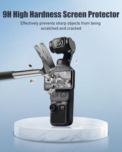 [1+1 Pack] Screen & Lens Protector for DJI Osmo Pocket 4, 9H Tempered Glass with Auto-Align Install Kit, Anti-Scratch, Bubble Free, HD Clear, Gimbal Camera Accessories in Kuwait