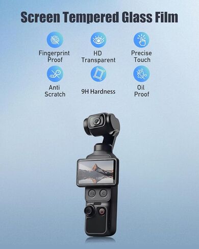 [1+1 Pack] Screen & Lens Protector for DJI Osmo Pocket 4, 9H Tempered Glass with Auto-Align Install Kit, Anti-Scratch, Bubble Free, HD Clear, Gimbal Camera Accessories in Kuwait