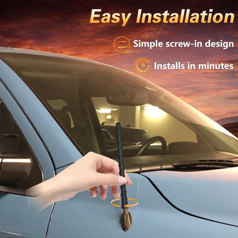 7" TPU Short Antenna Compatible with Toyota Tacoma Tundra 4Runner FJ Cruiser Sienna, Internal Copper Coil for Enhanced Signal Reception, Car Wash Proof Flexible Car Antenna M5 x 0.8 in Kuwait