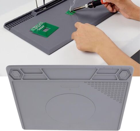 Heat Insulation Silicone Repair Mat with Scale Ruler and Screw Position, High Temperature Resistance up to 932℉ - Anti Slip Multifunctional Work Mat for Soldering Iron, Phone & in Kuwait