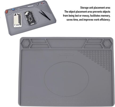 Heat Insulation Silicone Repair Mat with Scale Ruler and Screw Position, High Temperature Resistance up to 932℉ - Anti Slip Multifunctional Work Mat for Soldering Iron, Phone & in Kuwait