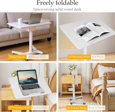 Pneumatic Laptop Standing Desk Height Adjustable Rolling Laptop Desk 80cm 90 Degree Tiltable for Home Office Classroom in Kuwait