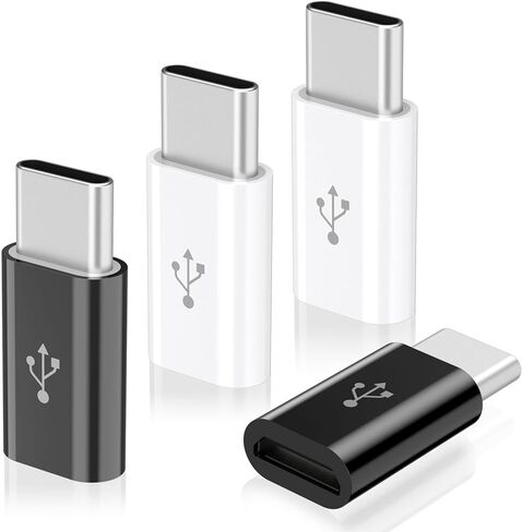 4 عبوات من محول Micro USB إلى USB C، ومحول Micro-USB أنثى إلى USB-C ذكر OTG لهواتف Samsung Galaxy وLG وHuawei وهواتف Type-C والأجهزة اللوحية والمزيد in Kuwait