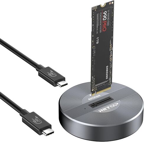 40Gbps NVMe Docking Station, RIITOP M.2 NVMe to USB4 Enclosure for NVMe PCIe (M-Key) SSD Compatible with Thunderbolt 4 in Kuwait