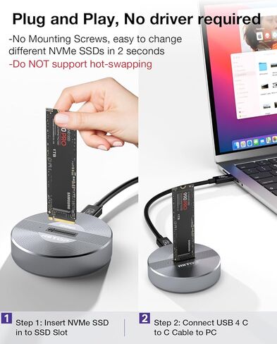 40Gbps NVMe Docking Station, RIITOP M.2 NVMe to USB4 Enclosure for NVMe PCIe (M-Key) SSD Compatible with Thunderbolt 4 in Kuwait
