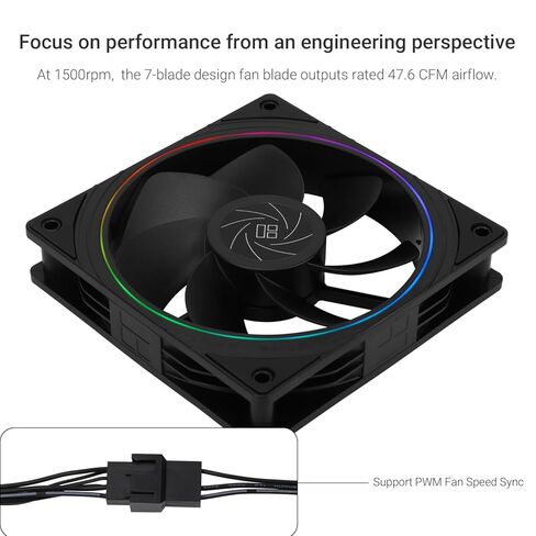 Thermalrlght TL-S12R CPU Fan 120mm Black Computer Cooler Fan, Fine Aperture ARGB Halo PC,Reverse Airflow Design Chassis, 1500RPM Speed in Kuwait