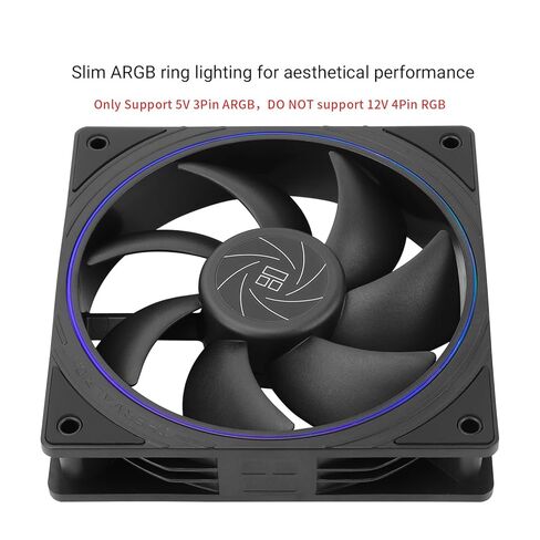 Thermalrlght TL-S12R CPU Fan 120mm Black Computer Cooler Fan, Fine Aperture ARGB Halo PC,Reverse Airflow Design Chassis, 1500RPM Speed in Kuwait