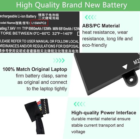 L15L4PC2 L15M4PC2 Laptop Battery Replacement for Lenovo Ideapad Yoga 710-14IKB 710-14ISK 710-14ISK-IFI 710-14ISK-ISE 710-11 710-15IKB 710-15ISK Series Notebook 5B10K90778 5B10K90802 7.6V 53Wh in Kuwait