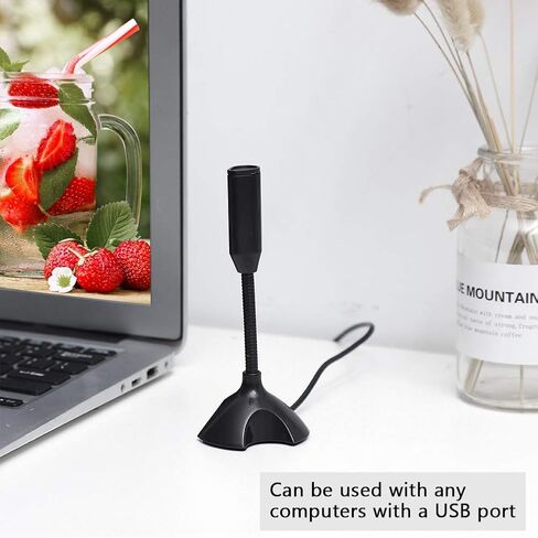ميكروفون USB مع حامل معقوفة، ميكروفون مكثف لإلغاء الضوضاء، التوصيل والتشغيل للكمبيوتر المحمول، حساسية عالية (> 2 متر) للألعاب، البودكاست، الدردشة عبر الإنترنت، المؤتمرات، التسجيل in Kuwait