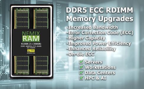 16GB (1X16GB) DDR5 5600MHz PC5-44800 1Rx8 1.1V CL46 288-PIN ECC RDIMM Registered NEMIX RAM Server Memory Compatible with Samsung M321R2GA3PB0-CWM in Kuwait