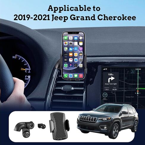 Car Phone Holder Mount for Jeep Grand Cherokee 2019 2020 2021,Jeep Grand Cherokee Accessories,360° Rotation,One Button Release for iPhone,Samsung,Google,All Smartphones in Kuwait