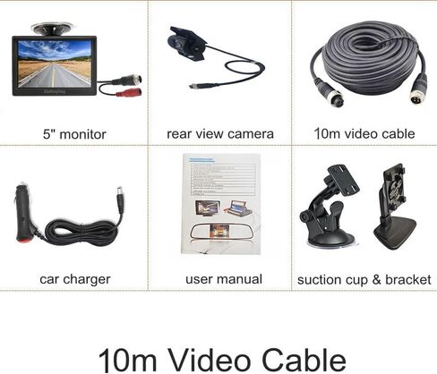 AHD 1080P Car Backup Camera System,5" LCD IPS Screen Monitor + 4 Pin 18LED Night Vision Waterproof Reverse Rear View Mirror Camera 33ft Cable for RV Bus Truck Trailer Camper 12V-24V in Kuwait