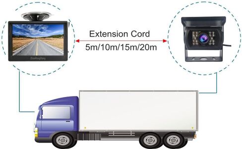 AHD 1080P Car Backup Camera System,5" LCD IPS Screen Monitor + 4 Pin 18LED Night Vision Waterproof Reverse Rear View Mirror Camera 33ft Cable for RV Bus Truck Trailer Camper 12V-24V in Kuwait