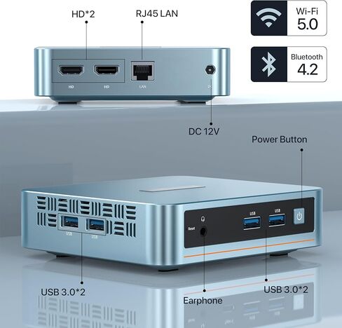 PELADN Mini PC، N5095، 8GB DDR4/256GB SSD، Dual HD، كمبيوتر مكتبي صغير، WiFi5 4K/60 هرتز ثنائي العرض USB3.2/BT4.2 أجهزة كمبيوتر صغيرة للأعمال المنزلية in Kuwait