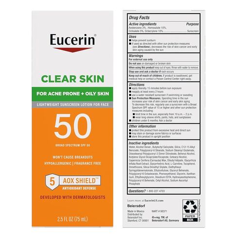 لوشن الوقاية من الشمس للوجه بعامل حماية من الشمس SPF 50 من يوسيرين مع معادن ماصة للزيت، زجاجة بحجم 2.5 أونصة سائلة in Kuwait