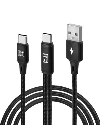 كابل بطاقة الصوت GELRHONR USB C OTG، كابل صوت 2 في 1 من النوع C للبث المباشر والتسجيل والدردشة الصوتية والكاريوكي in Kuwait
