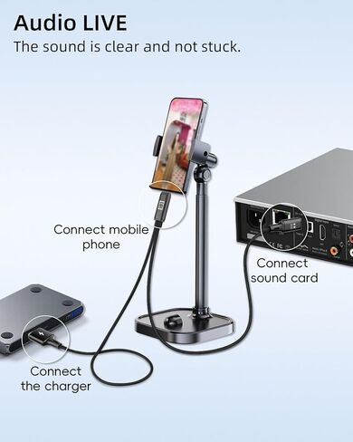 كابل بطاقة الصوت GELRHONR USB C OTG، كابل صوت 2 في 1 من النوع C للبث المباشر والتسجيل والدردشة الصوتية والكاريوكي in Kuwait