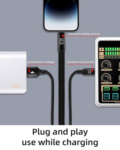 كابل بطاقة الصوت GELRHONR USB C OTG، كابل صوت 2 في 1 من النوع C للبث المباشر والتسجيل والدردشة الصوتية والكاريوكي in Kuwait