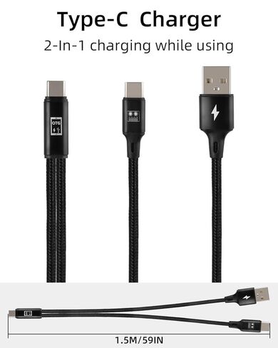 كابل بطاقة الصوت GELRHONR USB C OTG، كابل صوت 2 في 1 من النوع C للبث المباشر والتسجيل والدردشة الصوتية والكاريوكي in Kuwait